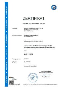 Zertifikat ISO 3834-2
