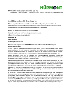 Art. 13 Informationen für Geschäftspartner