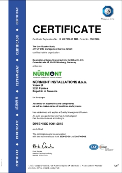 Certificate ISO 9001:2015